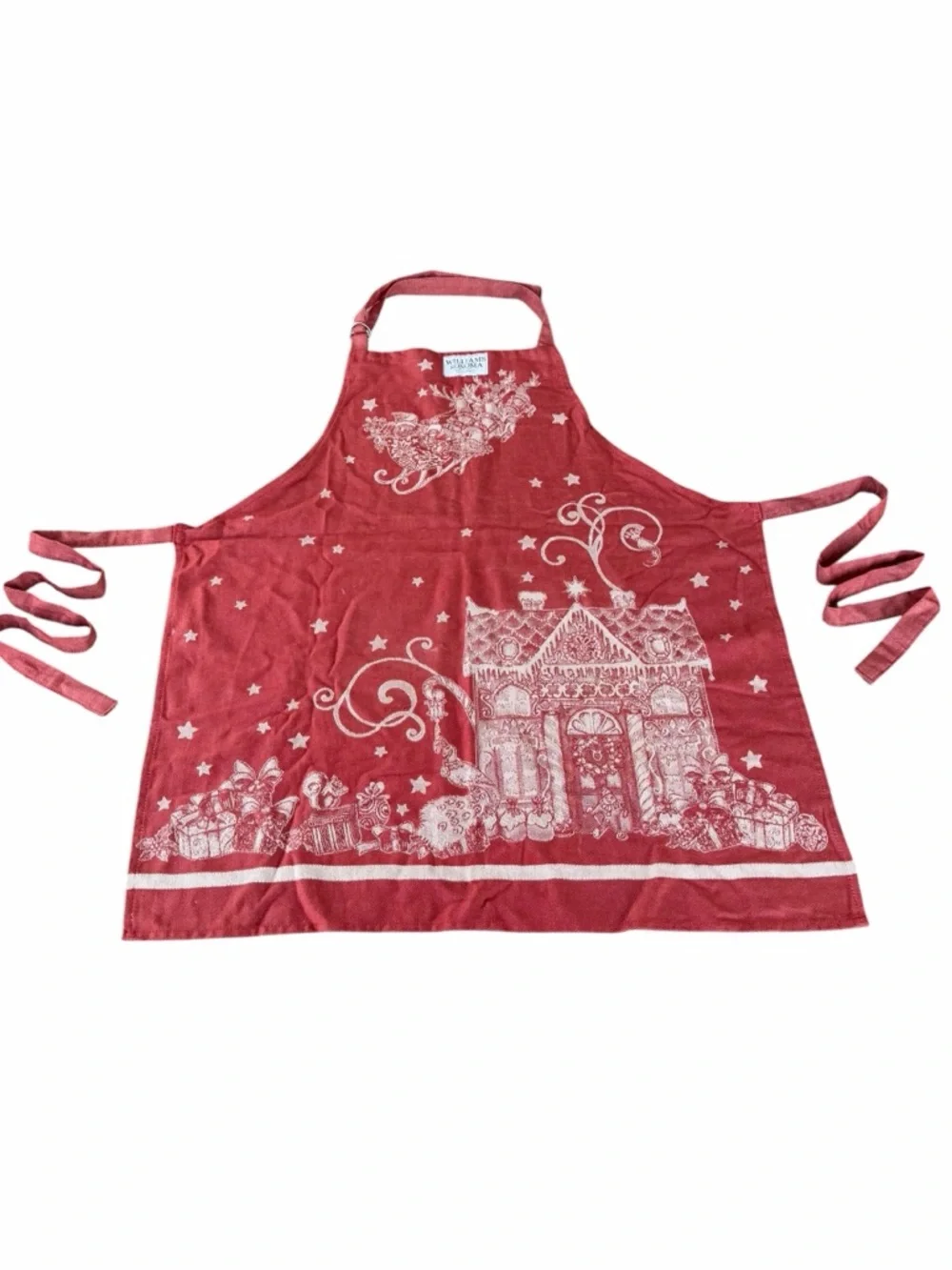 Williams-Sonoma Twas The Night Before Christmas Jacquard Apron Red White NWT OS
